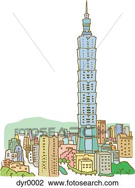 Clip Art of A tall building: Taipei 101, Taipei dyr0002 - Search ...