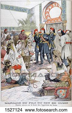 Stock Photo - marriage of the  son of the bey  of tunis, 1903  artist: unknown.  fotosearch - search  stock photos,  pictures, images,  and photo clipart