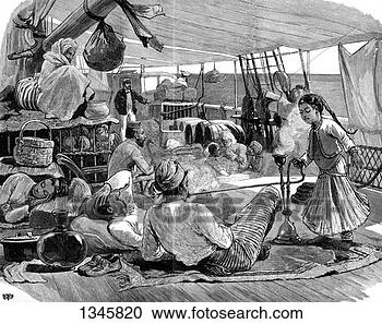 Stock Photography - third class on  board the 'kilwa',   brindisi to burma,   1886 artist:.  fotosearch - search  stock photos,  pictures, images,  and photo clipart