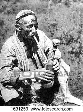 Stock Photograph - uzbek man smoking  calian, samarkand,  1936. fotosearch  - search stock  photos, pictures,  images, and photo  clipart