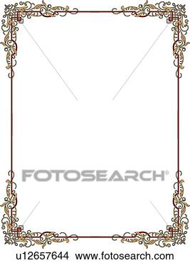 Clipart of Burgundy and Gold Line Border with Decorative Corners ...