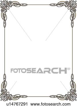 Clipart of Green line Border with brown decorative corners u14767291 ...