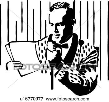 Clip Art of Man holding a microphone u16770977 - Search Clipart ...