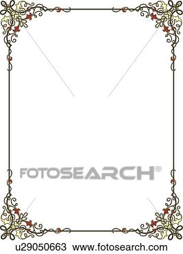 Clipart of Green,Yellow and Red Border with Decorative Corners ...