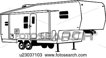 Clipart of , camper, fifth, recreation, recreational, rv, vehicle ...